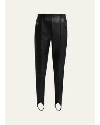 Balmain Leather Slim-Leg Stirrup Leggings