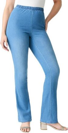 Roaman's Plus Size Comfort Stretch Bootcut Jean in Light Stonewash Sanded at Nordstrom, Size 22