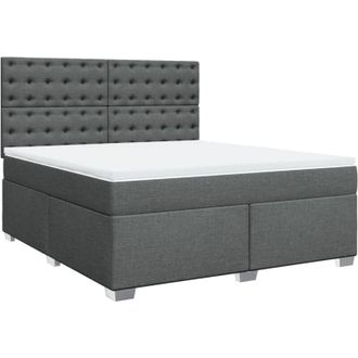 vidaXL Cama Box Spring Con Colch&oacute;n Tela Gris Oscuro 180x200 Cm Vidaxl