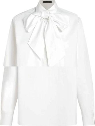 Karl Lagerfeld DNA Bow Detail Shirt - Dames - Overhemden - Wit - S - Katoen - Overhemden