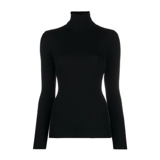 Wolford Turtlenecks, female, Black, M, Black Ribbed Knit Roll Neck Jumper