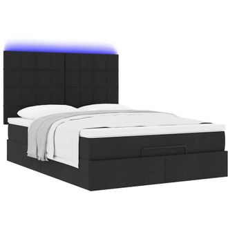 vidaXL Estructura Cama Otomana Colch&oacute;n Tela Negra 140x190 Cm Vidaxl