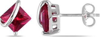 Mimi & Max Created Ruby Stud Earrings in Sterling Silver