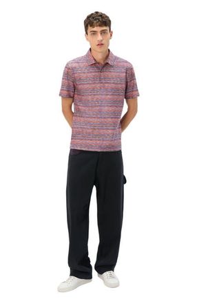 Missoni Short Sleeve Polo In Flame Jersey in Red & Blue at Nordstrom, Size X-Large