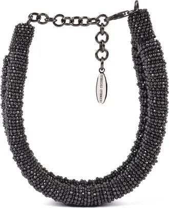 Brunello Cucinelli Womens Black Ruthenium Bead Bracelet Bijoux