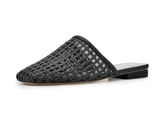 Franco Sarto Toba Mule Shoes Womens Dress Flat Shoes Black Woven Leather : 5.5 M, Polyester