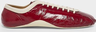 Dries Van Noten Leren Glossy Eel-Effect Leather Slim Sneakers