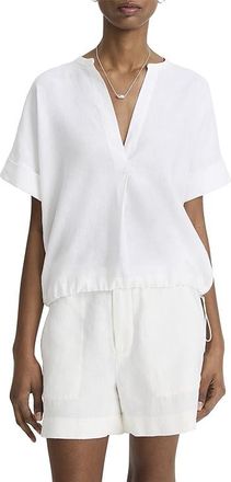 Vince Short Sleeve Doman Sleeve Pullover Womens Clothing Optic White : XXS, Linen