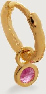 Monica Vinader Gold Mini Gem Single Huggie Earring Pink Quartz