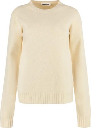Jil Sander Wollen trui met ronde hals - Dames - Ronde hals truien - Beige - S - Wol - Truien & Vesten
