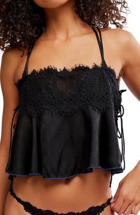 Free People Sweet Love Crop Pajama Camisole in Black at Nordstrom, Size X-Large
