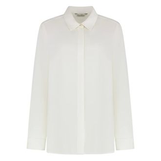 Max Mara Shirts, female, White, Size: XS Euforia Cr&ecirc;pe Shirt with Rounded Hem