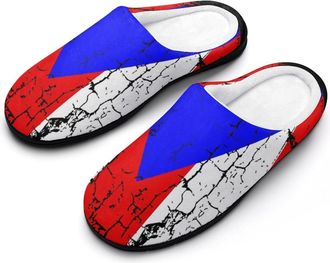 Generic Vintage Pu-er-to-Ri-co Flag Cotton Slippers for Women Indoor Outdoor Slipper Slip-On Memory Foam Home Shoes
