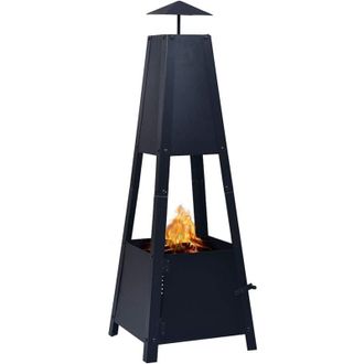 vidaXL Braciere Nero 35x35x99 cm in Acciaio