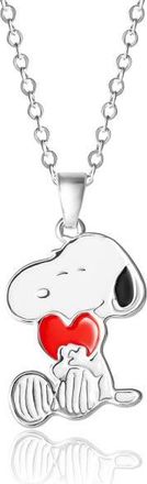 Peanuts Snoopy Silver Plated Holding Heart Pendant, 16+2 Chain at Nordstrom
