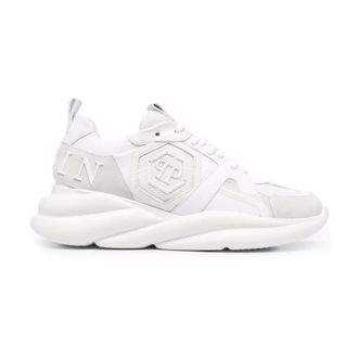 Philipp Plein Schoenen, Dames, Wit, 36 EU, Leer, Runner Hurricane