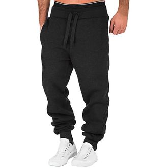 Gregg Homme Men Running Trousers with Pockets Mens Loose Fit Jogging Joggers Sweatpant Winter Warm Thermal Joggers Jogging Bottoms with Drawstring Black