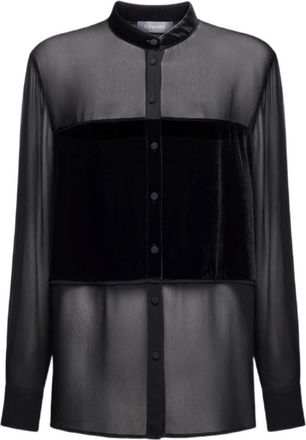 Elena Miro Dames, Blouses & Shirts, Zwart, Maat: M Velours