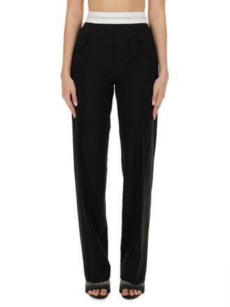 Alexander Wang Alexander Wang Womens High Waisted Pleated Pant With Logo Elastic - Black Wool - Size 12 UK