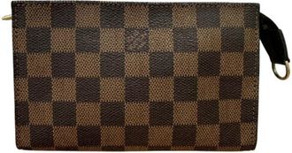 Louis Vuitton Brown Damier Canvas Leather Clutch Bag Pouch (Pre-Owned)