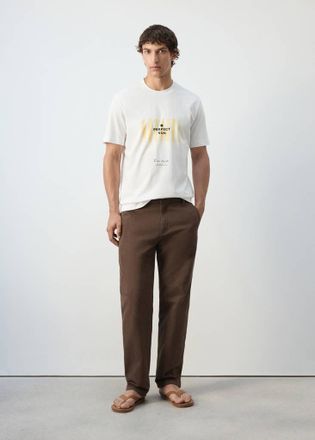 Mango Maglietta 100% cotone stampata bianco - Uomo - XXL - MANGO MAN