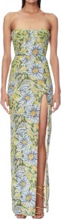 Bronx and Banco Valentina Strapless Maxi Dress In Yellow Multi