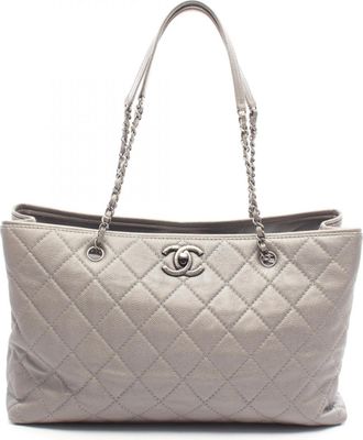 Chanel Silver Grained Calfskin Handbag Tote Bag (Pre-Owned)
