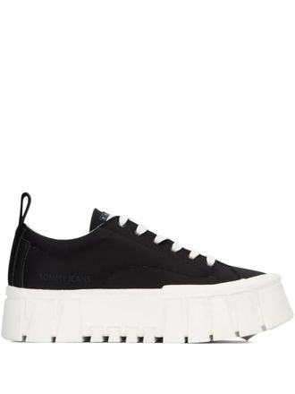 Tommy Hilfiger platform lace-up trainers - women - Rubber/Fabric/Polyamide - 38 - Black