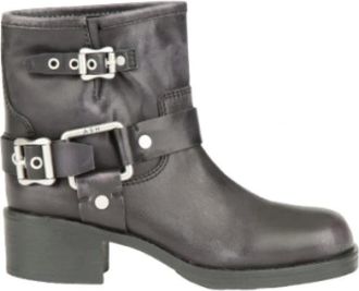 Ash Ash, Schoenen, Dames, Zwart, 36 EU, Leer, Zwarte leren motorlaarzen