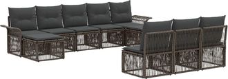 vidaXL Conjunto De Sof&aacute;s De Jard&iacute;n 10 Uds. Gris Rat&aacute;n Sint&eacute;tico Vidaxl