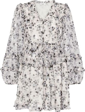 B+ab floral-print ruffle-trim minidress - women - Polyester/Polyester - S - White