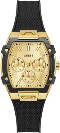 Guess Multifunction Silicone Strap Watch, 35mm in Black at Nordstrom