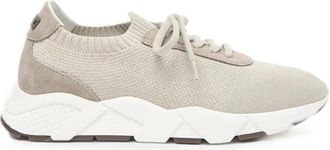PESERICO Lace-up Panelled Sneakers - Dames - Sneakers - Beige - 38 EU - Su&egrave;de - Schoenen