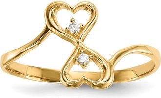Diamond2Deal 14k Yellow Gold Cubic Zirconia Double Heart Ring