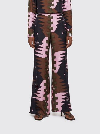 Pucci High-Waisted Geometric Print Silk Wide-Leg Palazzo Trousers