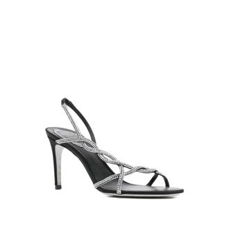 Rene Caovilla High Heel Sandals, female, Black, Size: 10 1/2 US Open-toe Strap Sandals