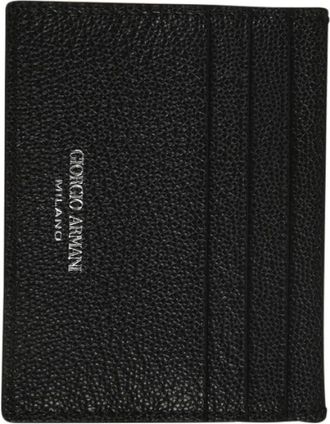 Giorgio Armani Leren Kaarthouder - Heren - Portefeuilles - Zwart - ONE Size - Leer - Accessoires