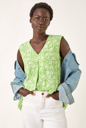 Roman Floral V-Neck Vest Top