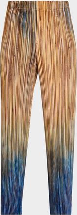 Homme Pliss&eacute; Issey Miyake Men & apos;s Paintbrush Agate-Print Pleated Trousers