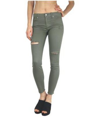 Tractr Fray Hem Ankle Crop Jeans In Vetiver
