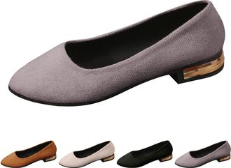 Generic Womens Elegant Party Shoes with Block Heel Suede Ballet Flats Office Classic Flat Shoes Lightweight Comfortable Loafer Suit Shoes with All Day Comfort
