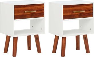 vidaXL Vidaxl - Mesitas De Noche 2 Uds De Madera Maciza Acacia 40x30x57 Cm