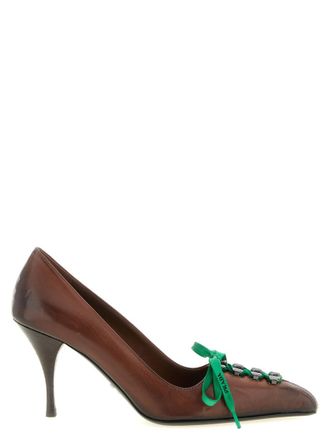Prada Brown Lace-up pumps