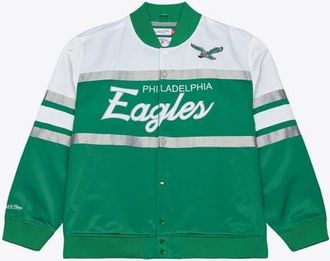 Mitchell & Ness Mens Mitchell & Ness Kelly Green Philadelphia Eagles Head Coach Lightweight Full-Snap Satin Jacket at Nordstrom, Size Xxx-Large