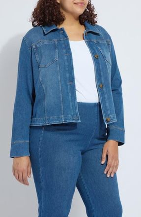 Lyss&eacute; Curve Hem Denim Jacket in Mid Wash at Nordstrom, Size 1X