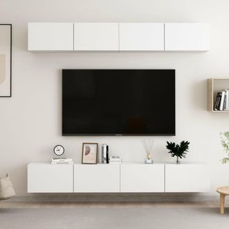 vidaXL Vidaxl - Muebles De Tv 4 Uds Madera De Ingenier&iacute;a Blanco 100x30x30 Cm