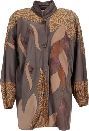 A.N.G.E.L.O. Vintage Cult 1980s patchwork-design coat - women - Leather/Cupro - M - Brown