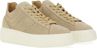 Hogan Low-Top Sneaker - Calfskin Suede Sneakers - Gr. 10 - in Beige - für Damen