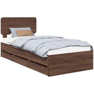 vidaXL Bed Frame with Drawer Brown Oak 100 x 200 cm Engineer Wood vidaXL