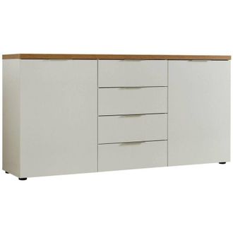 Dmora Credenza Satriano, Madia 4 Ripiani, 4 Cassetti Made in Italy, 43x180x89h cm Bianco